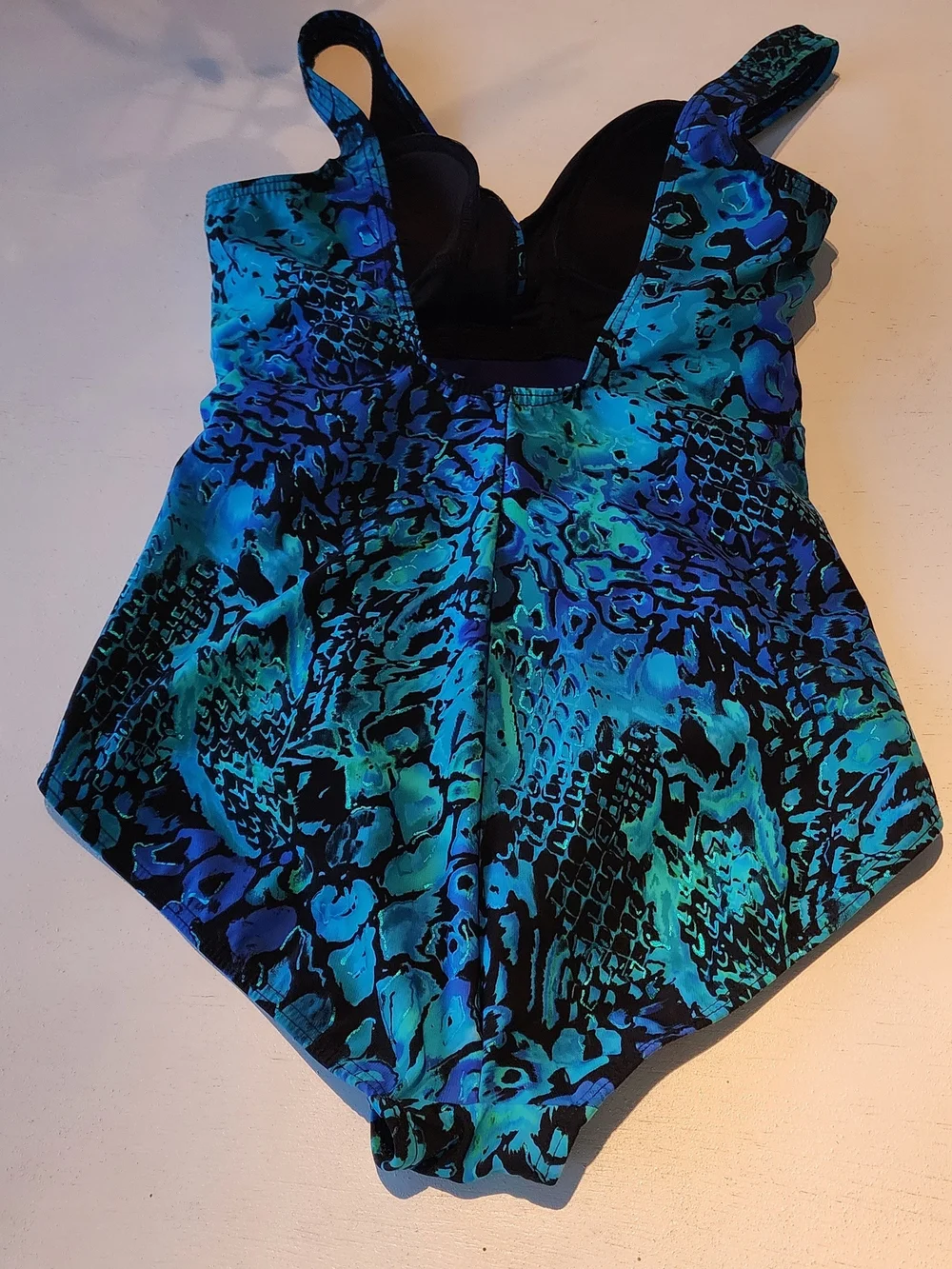 Miraclesuit Teal and Royal Blue Floral Surplice One-Piece Swimsuit